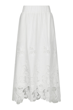 Yara Long Emb Skirt - White
