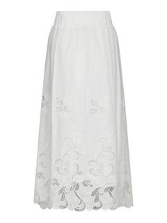 Yara Long Emb Skirt - White