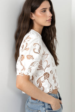 Fia Embroidery Blouse - White
