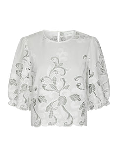 Fia Embroidery Blouse - White