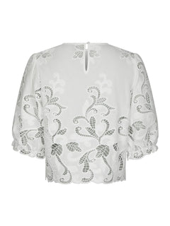 Fia Embroidery Blouse - White