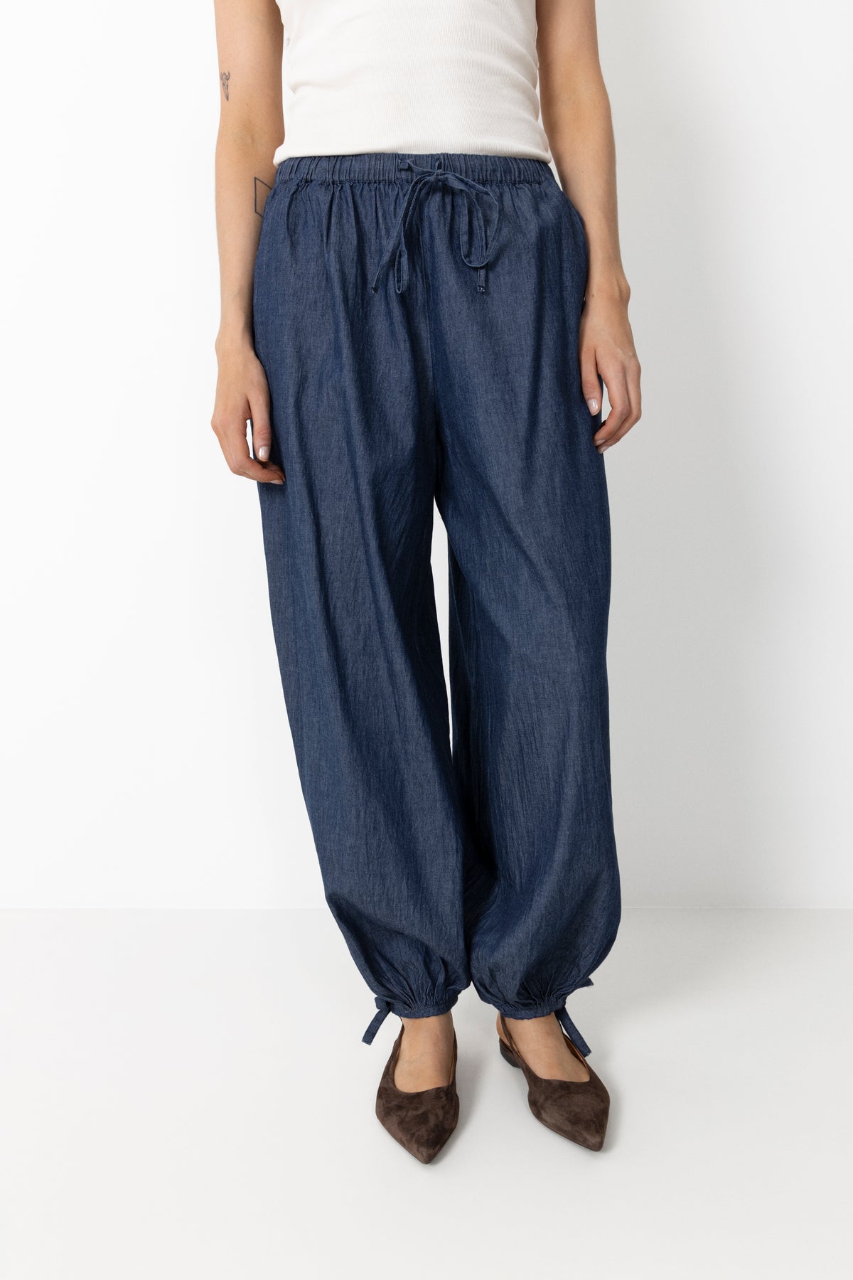 Roxane Balloon Denim Pants - Blue