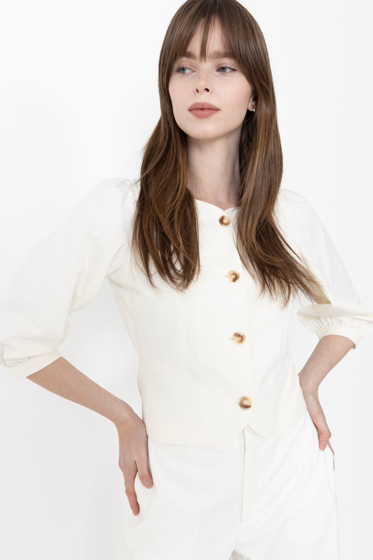 Jeannie Twill Blouse - Off White