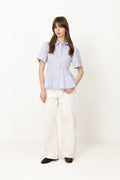 Janelle Stripe Shirt - Blue/Brown Stripe