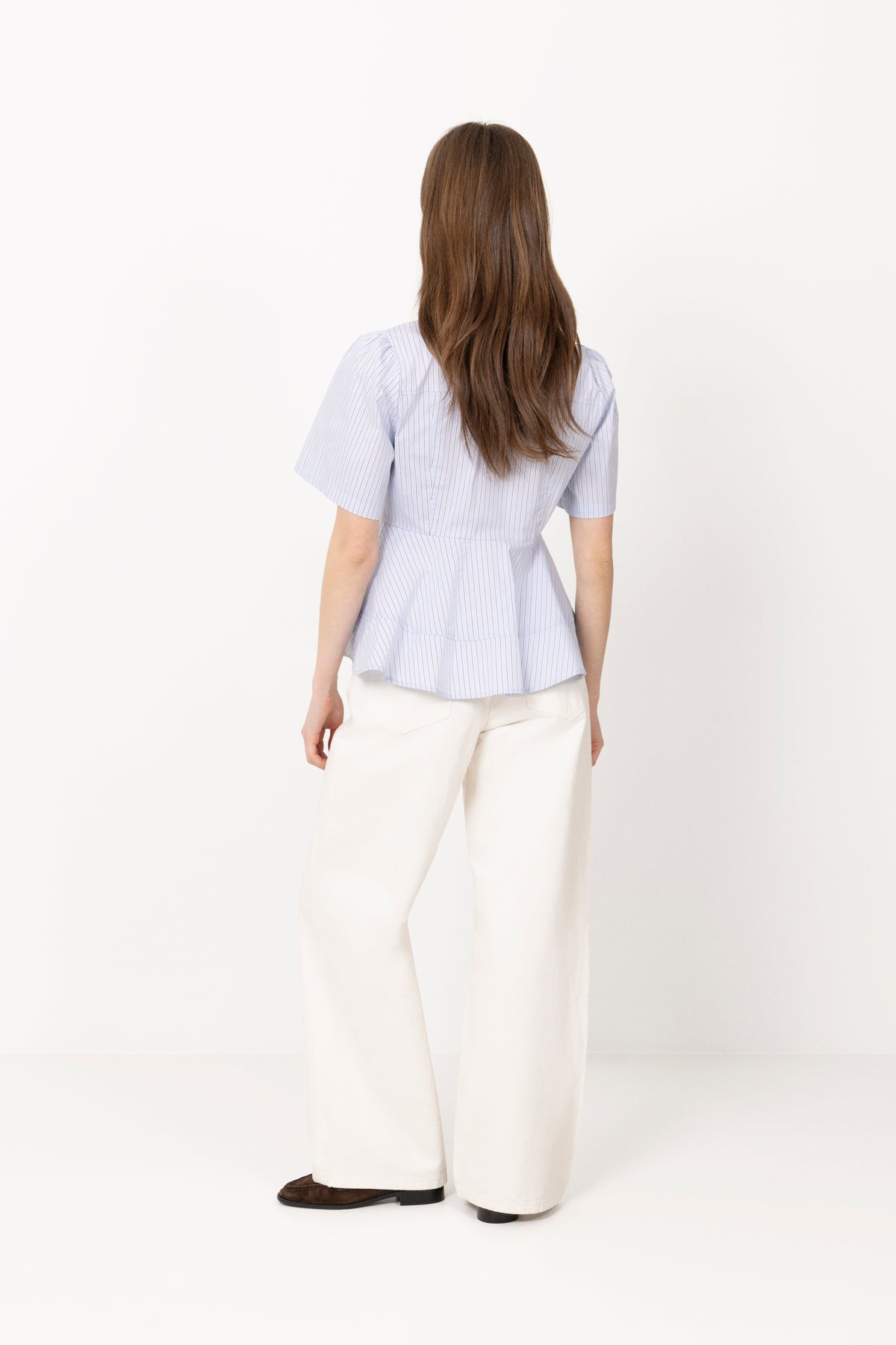 Janelle Stripe Shirt - Blue/Brown Stripe