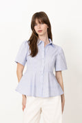 Janelle Stripe Shirt - Blue/Brown Stripe