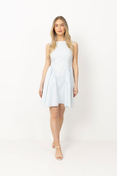 Elva Cotton Poplin Mini Dress - Light Blue