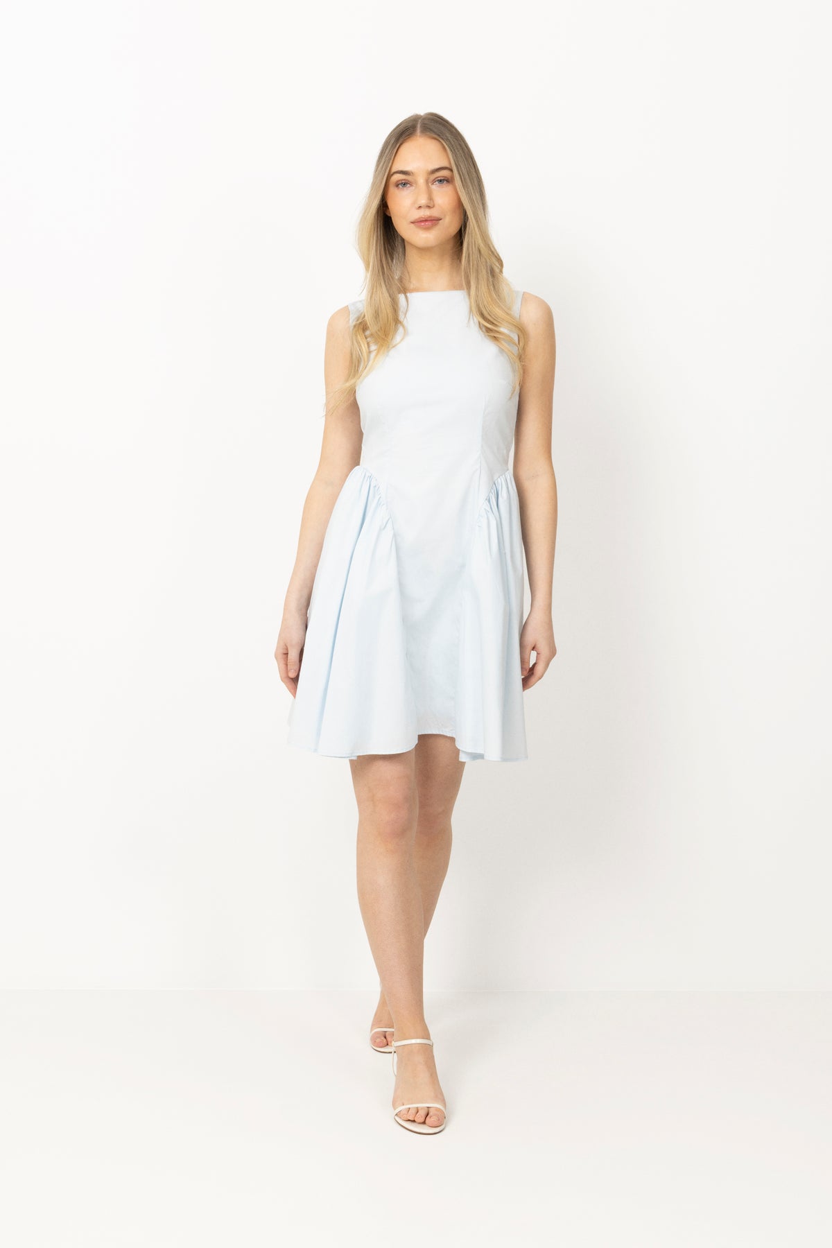 Elva Cotton Poplin Mini Dress - Light Blue