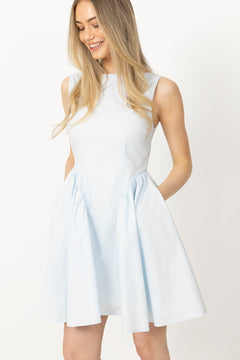 Elva Cotton Poplin Mini Dress - Light Blue