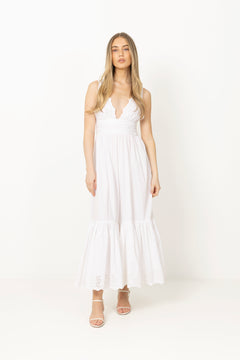 Elise Broderie Dress - White