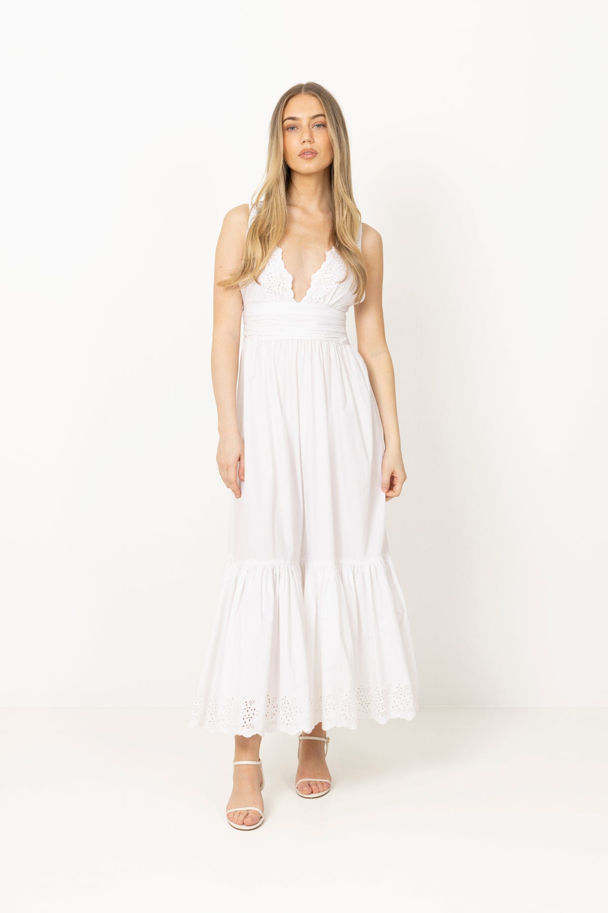 Elise Broderie Dress - White