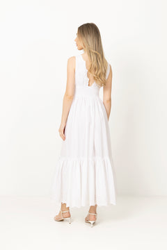 Elise Broderie Dress - White