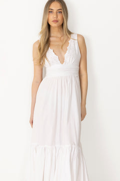 Elise Broderie Dress - White