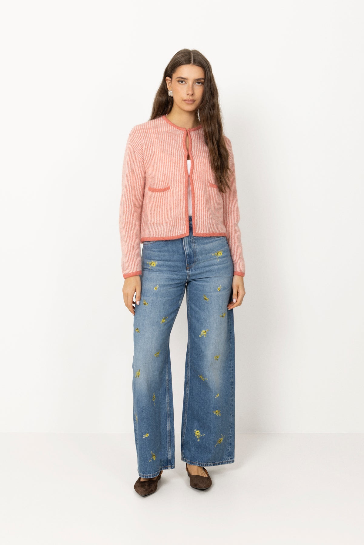 Eliza Nenaya Cardigan Stp - Fade Rose Egret
