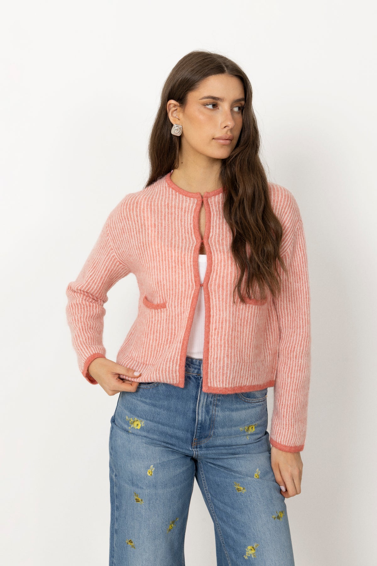 Eliza Nenaya Cardigan Stp - Fade Rose Egret