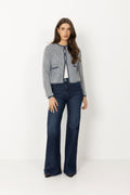 Eliza Nenaya Cardigan Stp - V Indigo Egret