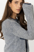 Eliza Nenaya Cardigan Stp - V Indigo Egret