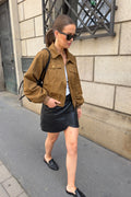 Mona Cotton Bomber Jacket - Brown