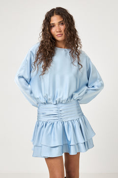 Cordelia Satin Mini Dress - Light Blue