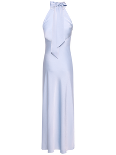 Lola Satin Halter Maxi Dress - Light Blue