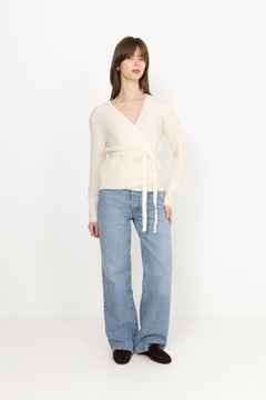 Lulu Ls Knit Wrap Cardigan - Snow White Melange
