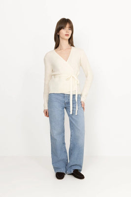 Lulu Ls Knit Wrap Cardigan - Snow White Melange
