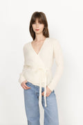 Lulu Ls Knit Wrap Cardigan - Snow White Melange