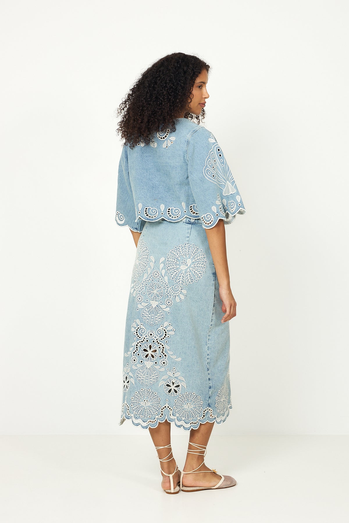Richelieux Cropped Blouse - Denim