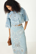 Richelieux Cropped Blouse - Denim