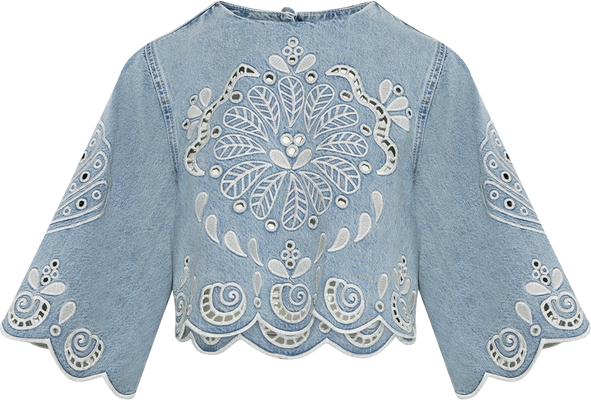 Richelieux Cropped Blouse - Denim