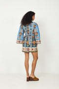 Mini Dress - Embroidered Tapestry Blue