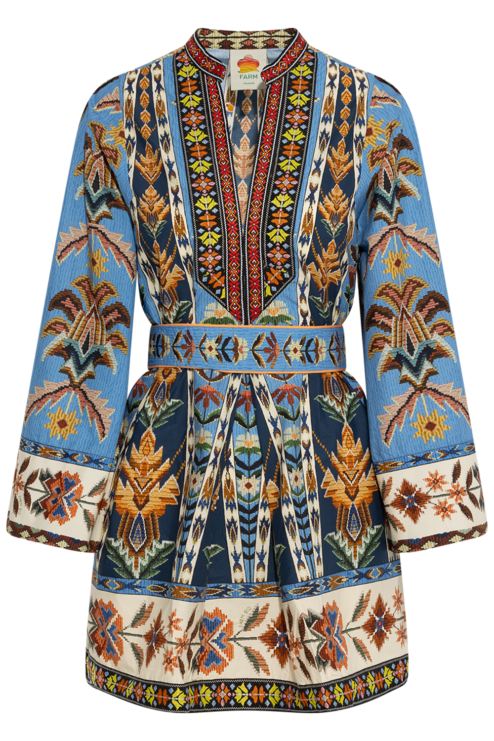 Mini Dress - Embroidered Tapestry Blue