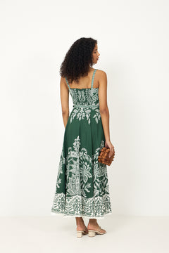 Belt Buckles Maxi Dress - Miranda Dark Green