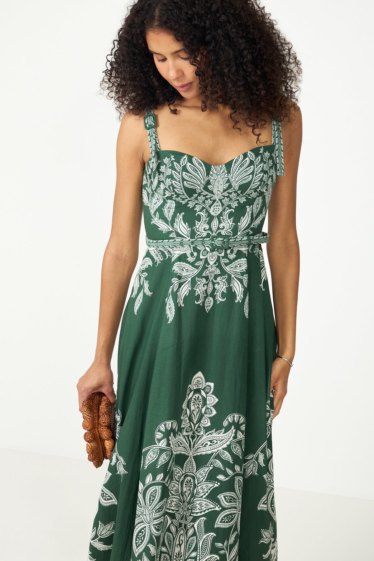 Belt Buckles Maxi Dress - Miranda Dark Green