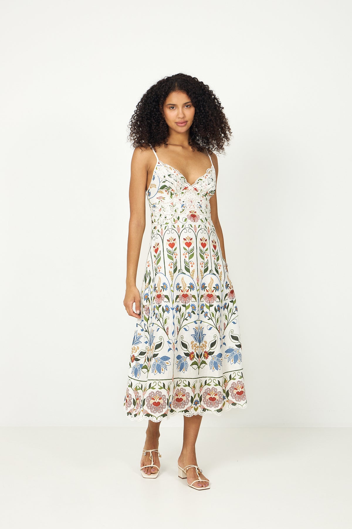 Midi Dress - Stitched Garden Off-White