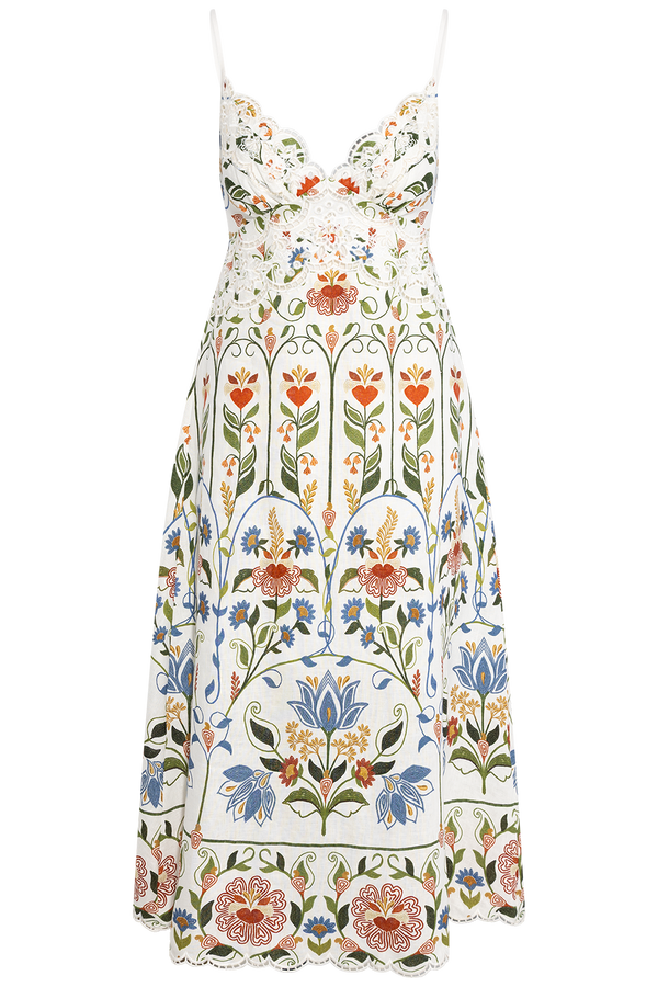 Midi Dress - Stitched Garden Off-White