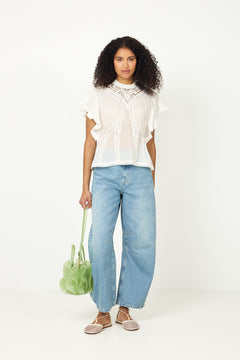Blouse With Appliqués - Off-White