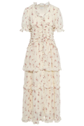 Arielic Long Dress - Off White Vintage Rose
