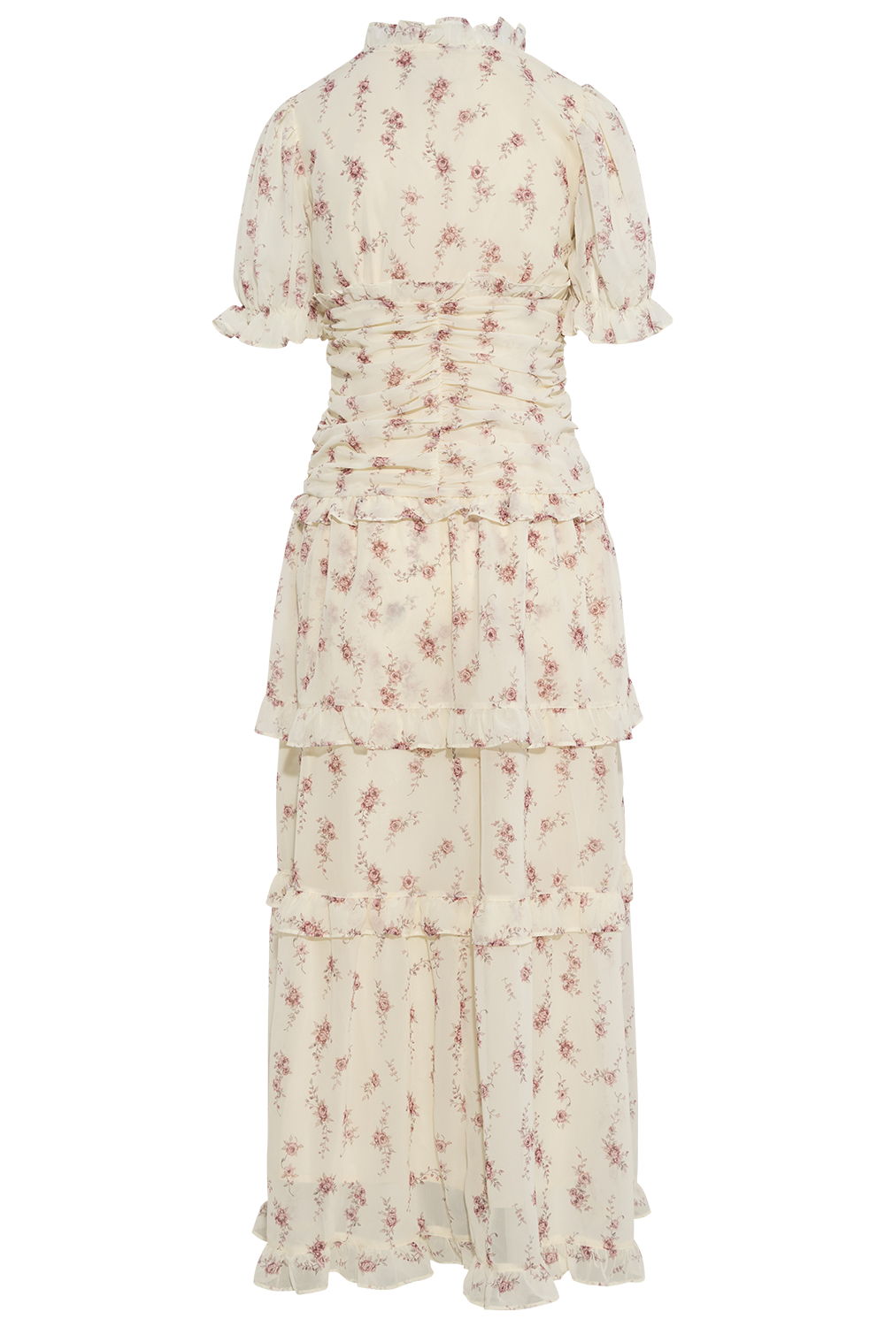 Arielic Long Dress - Off White Vintage Rose