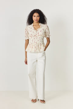 Arielic Blouse - Off White Vintage Rose