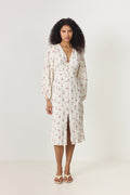 Adaic Long Dress - Off White Vintage Rose