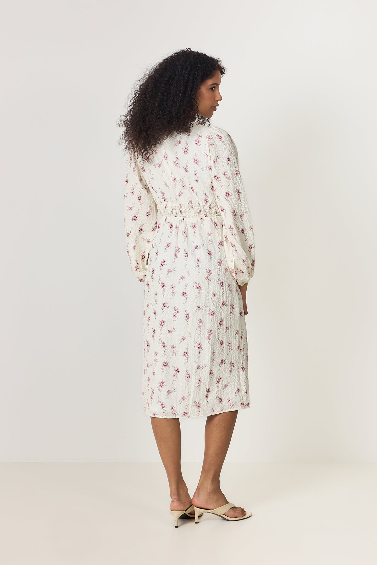 Adaic Long Dress - Off White Vintage Rose