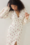 Adaic Long Dress - Off White Vintage Rose