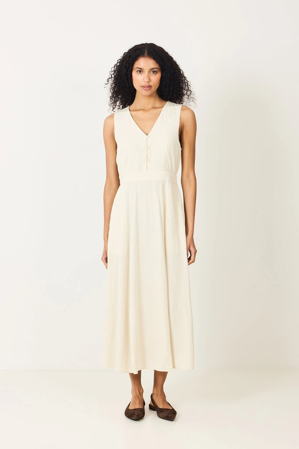 Daria Sl V Dress - Sand Melange
