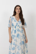 Evangelia 2/4 Dress Aop - M Blue Flower
