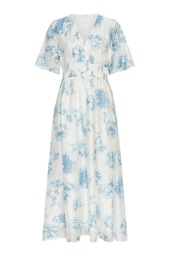Evangelia 2/4 Dress Aop - M Blue Flower