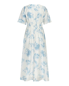 Evangelia 2/4 Dress Aop - M Blue Flower
