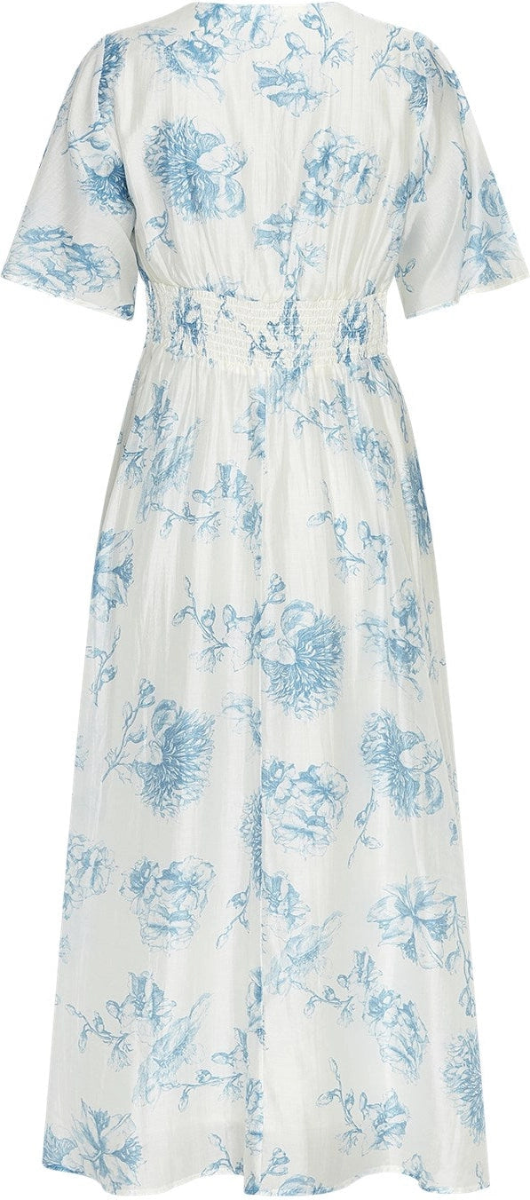 Evangelia 2/4 Dress Aop - M Blue Flower