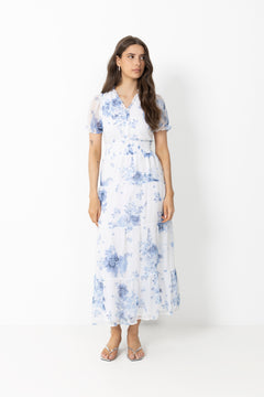 Kanza Flower Dress - Light Blue
