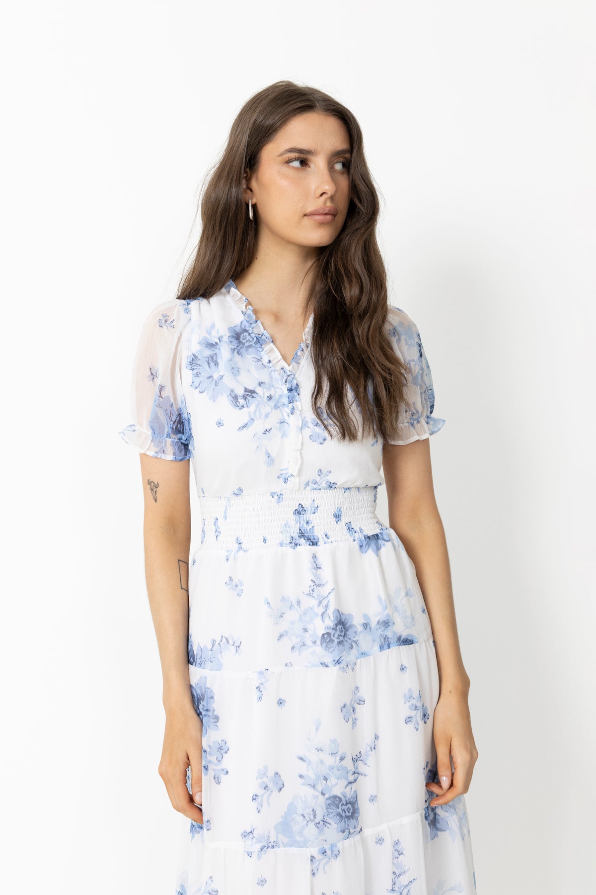 Kanza Flower Dress - Light Blue